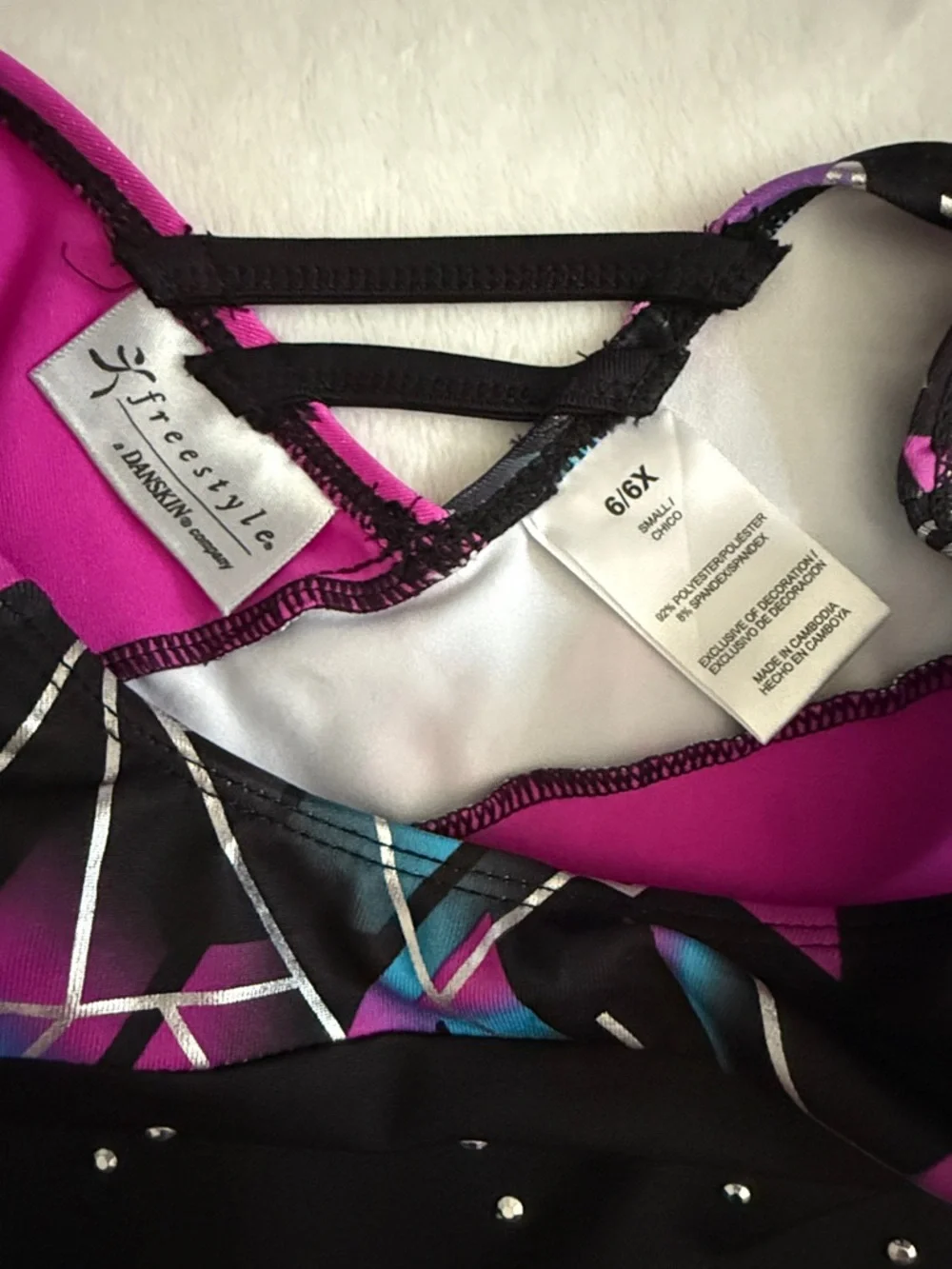 {Danskin} Freestyle | Rhinestone Gymnastics Tank Top & Shorts Set Black (S 6/6X)